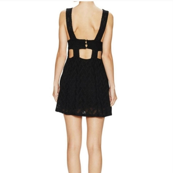 Free People Lace Poppy Cut Out Little Black Dress with Pockets (Size Large) - Picture 2 of 9